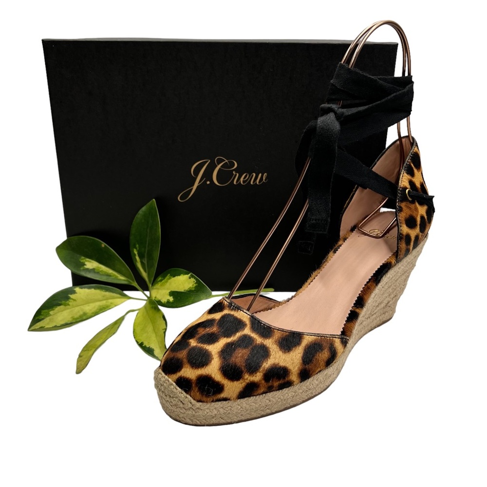 J. CREW HUTTON Haircalf Espadrille Wedge 7.5